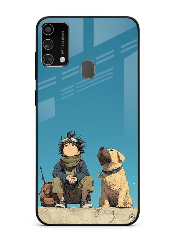 desert monk dog aesthetic art Samsung F41 glass cover unique peaceful duo case