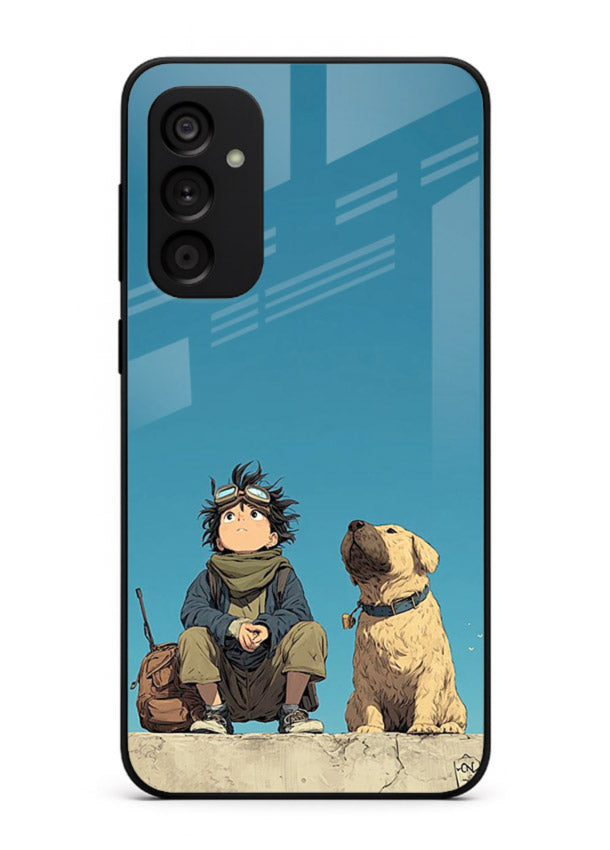 desert monk dog aesthetic art Samsung F23 5G glass cover unique peaceful duo case
