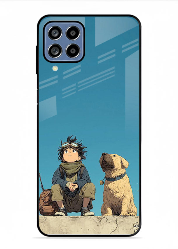 desert monk dog aesthetic art Samsung M33 5G glass cover unique peaceful duo case