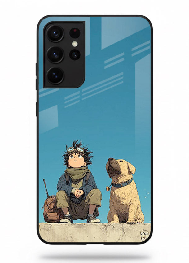 desert monk dog aesthetic art Samsung S21 Ultra glass cover unique peaceful duo case