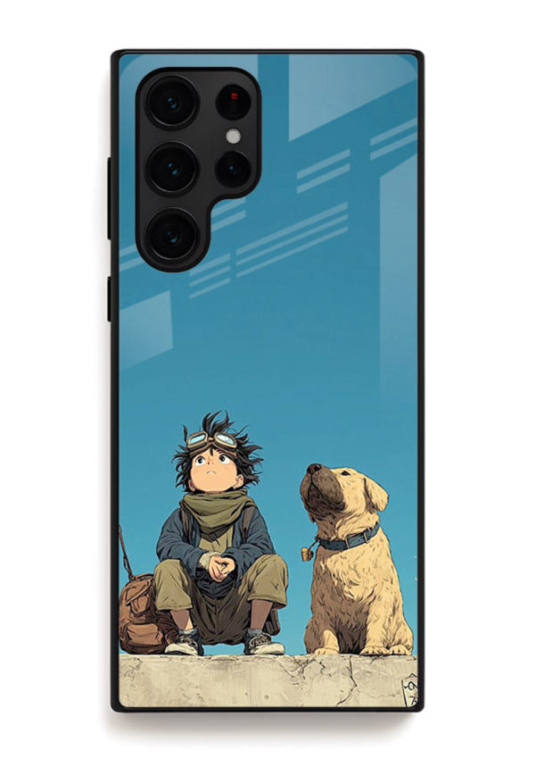 desert monk dog aesthetic art Samsung S25 Ultra glass cover unique peaceful duo case