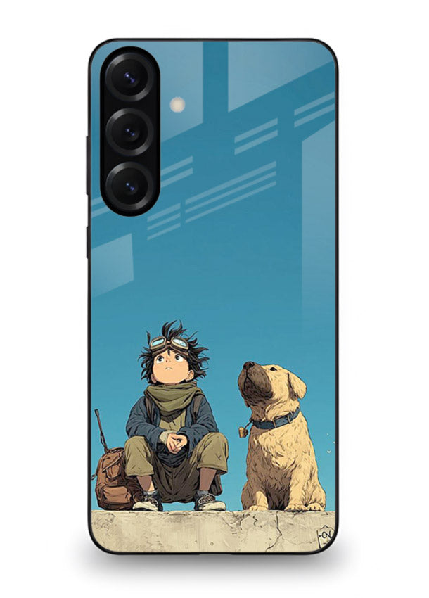 desert monk dog aesthetic art Samsung S23 FE glass cover unique peaceful duo case