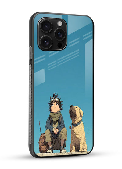 desert monk dog aesthetic art glossy vibrant premium glass cover unique peaceful duo case - Angle Side