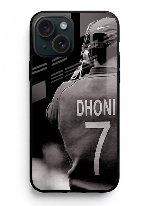 Monochrome number seven cricket artwork on glossy tempered glass iPhone 13 Mini back cover