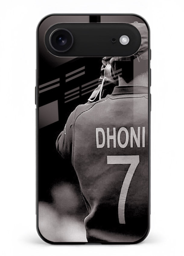Monochrome number seven cricket artwork on glossy tempered glass iPhone 17 Air back cover