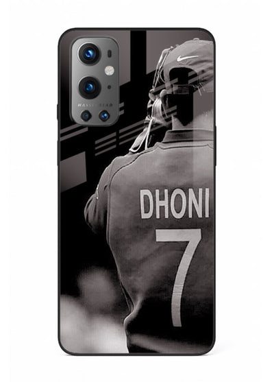 Monochrome number seven cricket artwork on glossy tempered glass OnePlus 9 back cover