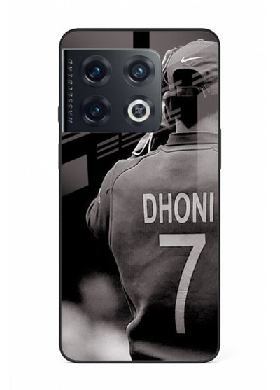 Monochrome number seven cricket artwork on glossy tempered glass OnePlus 10 Pro back cover