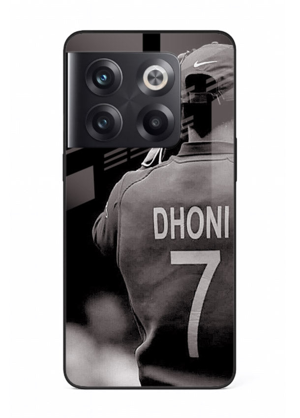 Monochrome number seven cricket artwork on glossy tempered glass OnePlus 10T back cover
