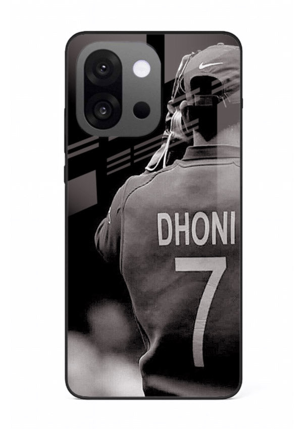 Monochrome number seven cricket artwork on glossy tempered glass OnePlus 13s back cover