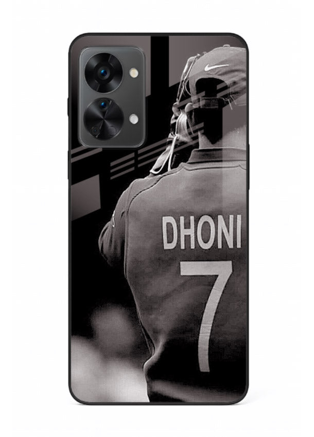 Monochrome number seven cricket artwork on glossy tempered glass OnePlus Nord 2T back cover