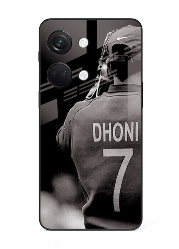 Monochrome number seven cricket artwork on glossy tempered glass OnePlus Nord 3 back cover