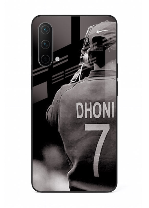 Monochrome number seven cricket artwork on glossy tempered glass OnePlus Nord CE 5G back cover