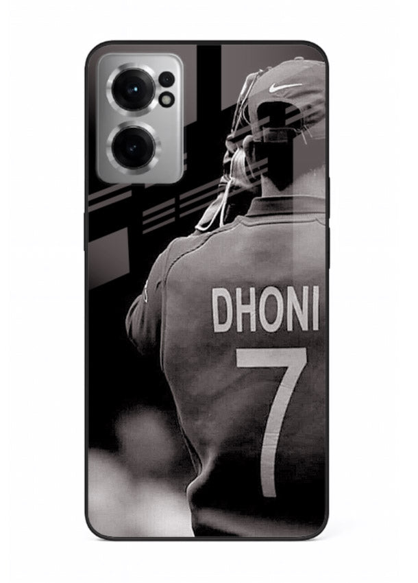 Monochrome number seven cricket artwork on glossy tempered glass OnePlus Nord CE2 5G back cover