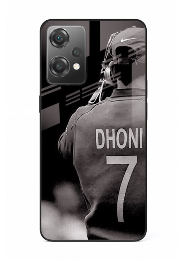 Monochrome number seven cricket artwork on glossy tempered glass OnePlus Nord CE2 Lite 5G back cover
