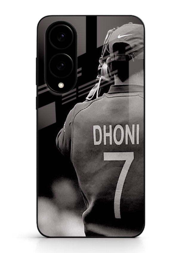 Monochrome number seven cricket artwork on glossy tempered glass Samsung S25 Edge back cover