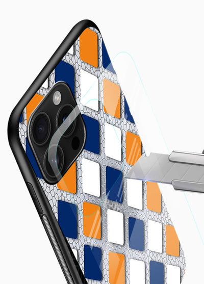 Diamond Tile Pattern geometric diamond pattern glossy vibrant premium glass back cover - Angle Blade