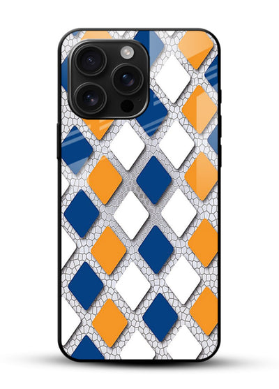 Diamond Tile Pattern geometric diamond pattern glossy vibrant premium glass back cover - Angle Front