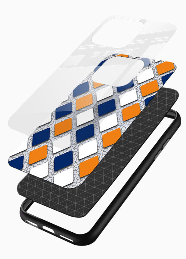 Diamond Tile Pattern geometric diamond pattern glossy vibrant premium glass back cover - Angle Layers