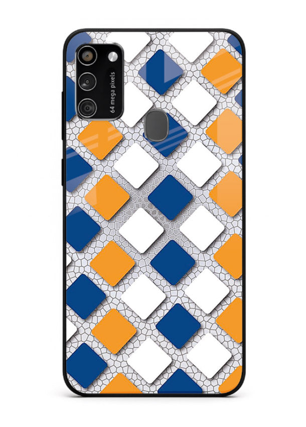 Diamond Tile Pattern geometric diamond pattern Samsung M21 glass back cover