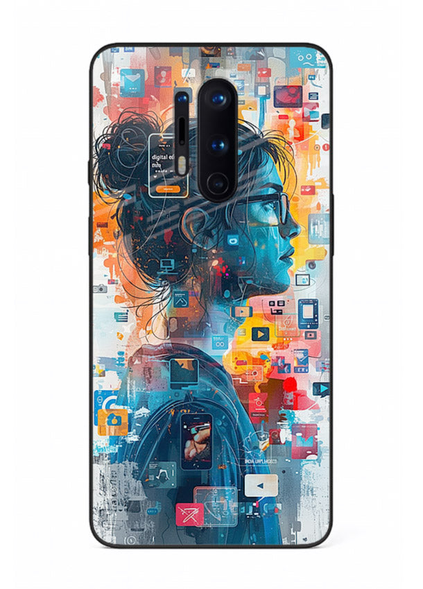 Digital Chaos Portrait neon glitch artwork OnePlus 8 Pro glass back cover