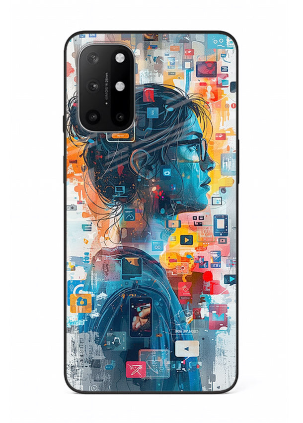 Digital Chaos Portrait neon glitch artwork OnePlus 8T glass back cover