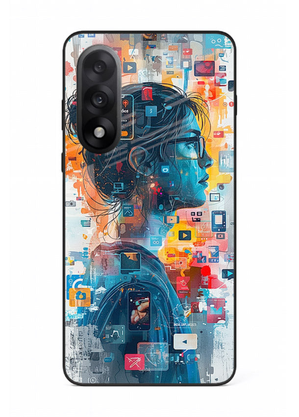 Digital Chaos Portrait neon glitch artwork OnePlus Nord 5 glass back cover