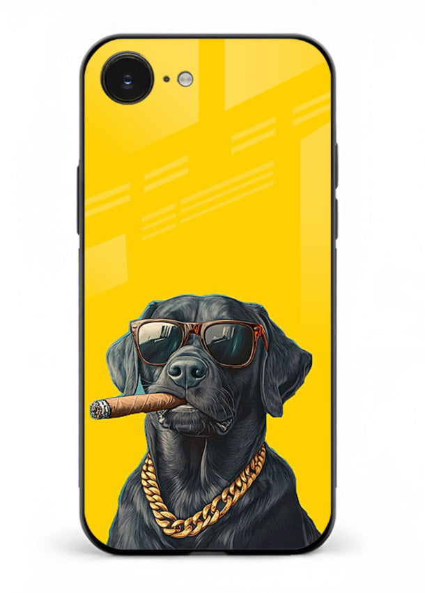 mafia dog cigar art iphone 16e glass cover cool gangster dog illustration case