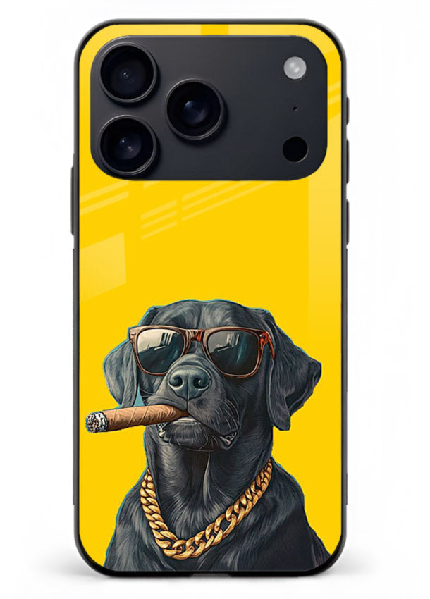 mafia dog cigar art iphone 17 pro max glass cover cool gangster dog illustration case