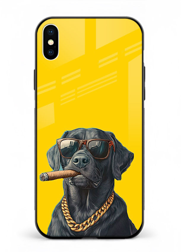 mafia dog cigar art iphone xs max glass cover cool gangster dog illustration case
