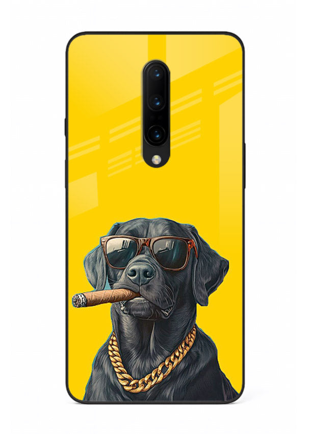 mafia dog cigar art OnePlus 8 glass cover cool gangster dog illustration case