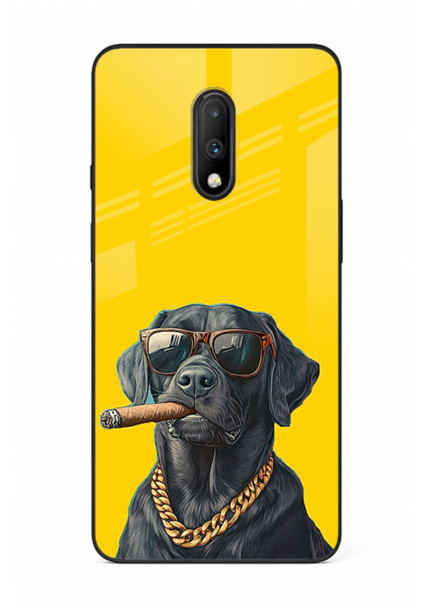 mafia dog cigar art OnePlus 7 glass cover cool gangster dog illustration case