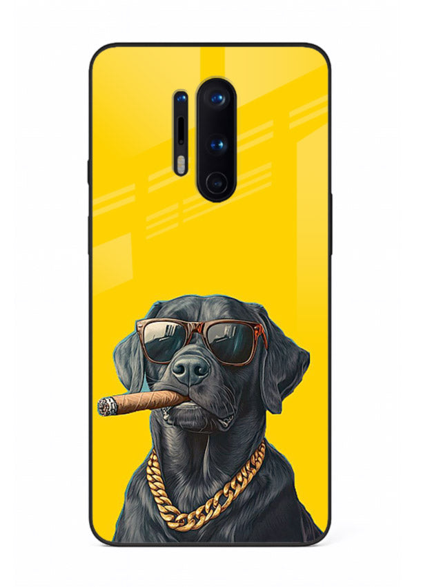 mafia dog cigar art OnePlus 8 Pro glass cover cool gangster dog illustration case