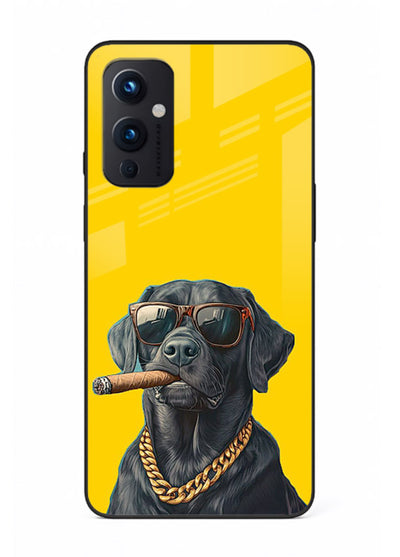 mafia dog cigar art OnePlus 9 Pro glass cover cool gangster dog illustration case