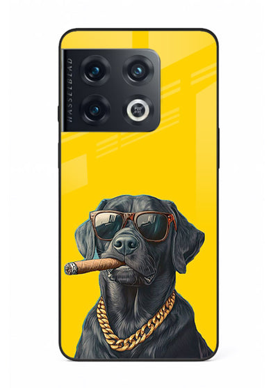 mafia dog cigar art OnePlus 10 Pro glass cover cool gangster dog illustration case