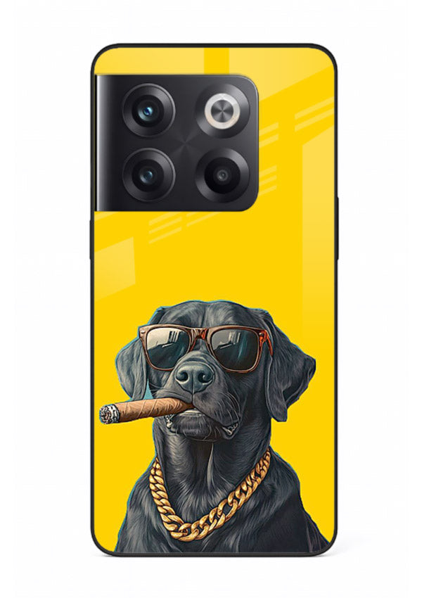 mafia dog cigar art OnePlus 10T glass cover cool gangster dog illustration case