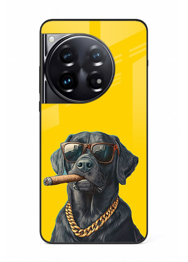mafia dog cigar art OnePlus 12 glass cover cool gangster dog illustration case