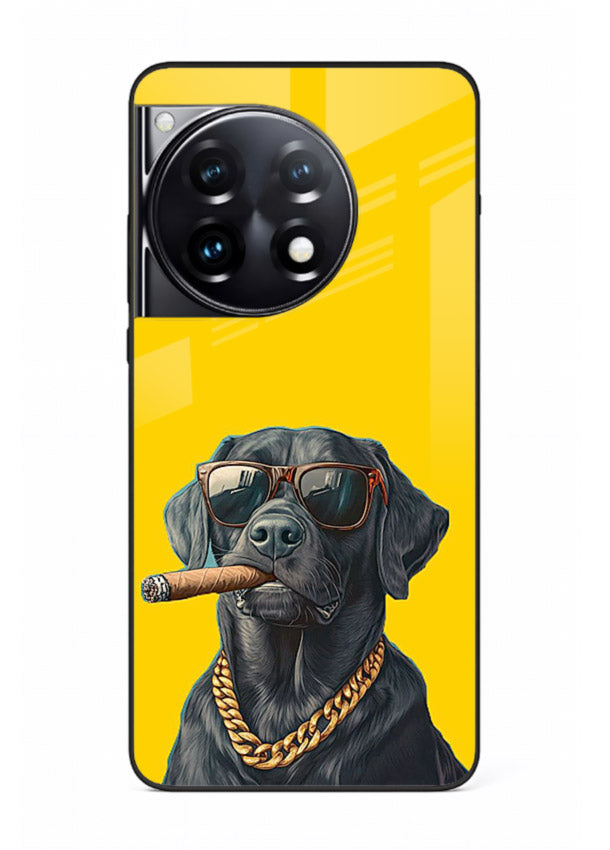 mafia dog cigar art OnePlus 12R glass cover cool gangster dog illustration case