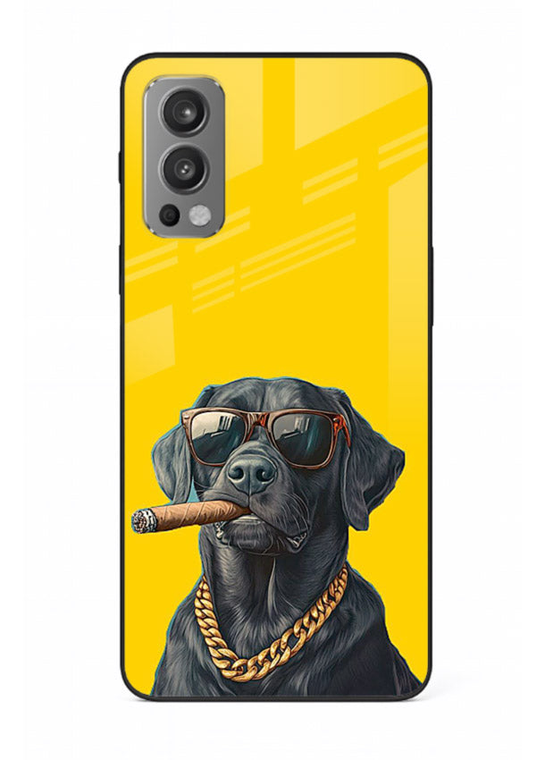 mafia dog cigar art OnePlus Nord 2 glass cover cool gangster dog illustration case