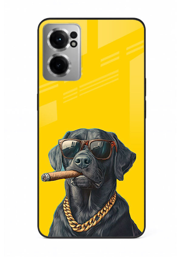 mafia dog cigar art OnePlus Nord CE2 5G glass cover cool gangster dog illustration case