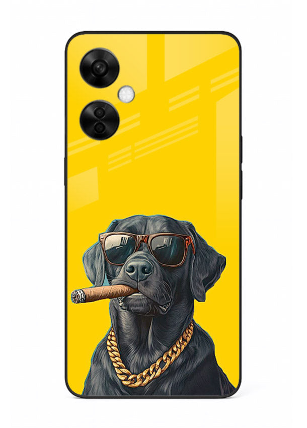 mafia dog cigar art OnePlus Nord CE3 Lite glass cover cool gangster dog illustration case