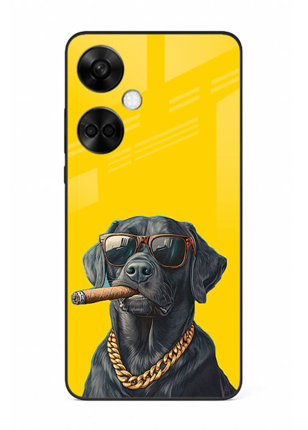 mafia dog cigar art OnePlus Nord CE3 glass cover cool gangster dog illustration case