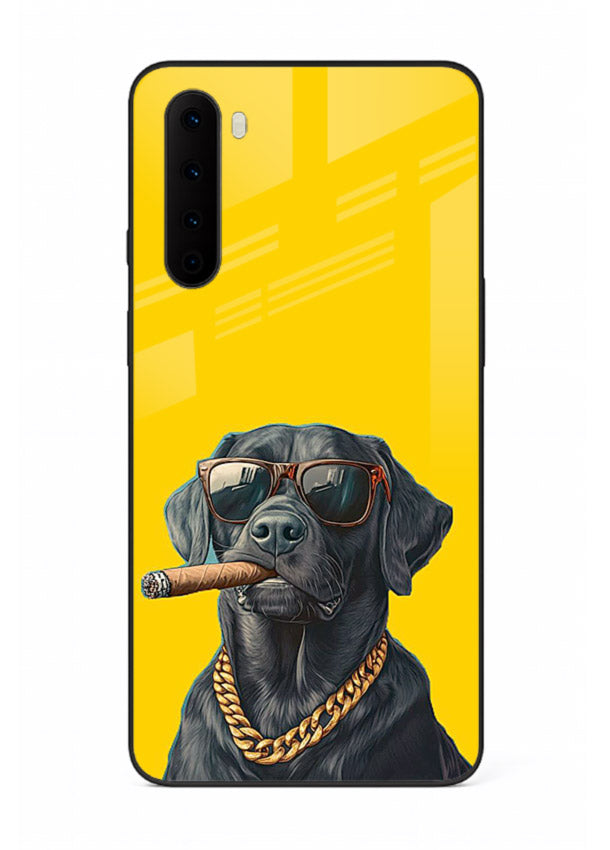 mafia dog cigar art OnePlus Nord glass cover cool gangster dog illustration case