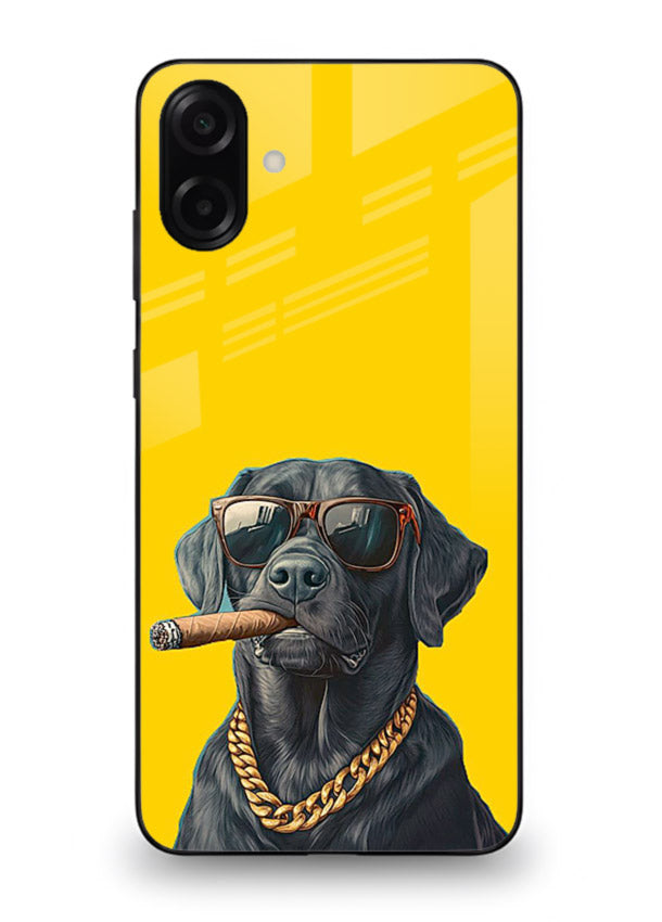 mafia dog cigar art Samsung A07 4G glass cover cool gangster dog illustration case