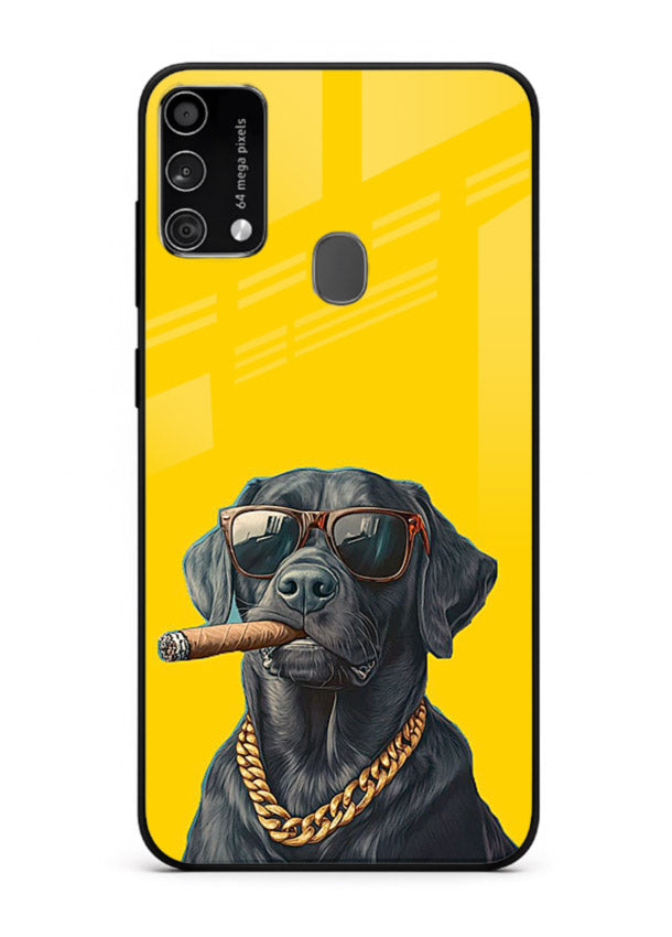 mafia dog cigar art Samsung F41 glass cover cool gangster dog illustration case