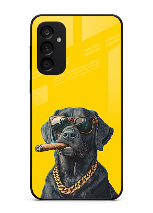 mafia dog cigar art Samsung A04s 5G glass cover cool gangster dog illustration case