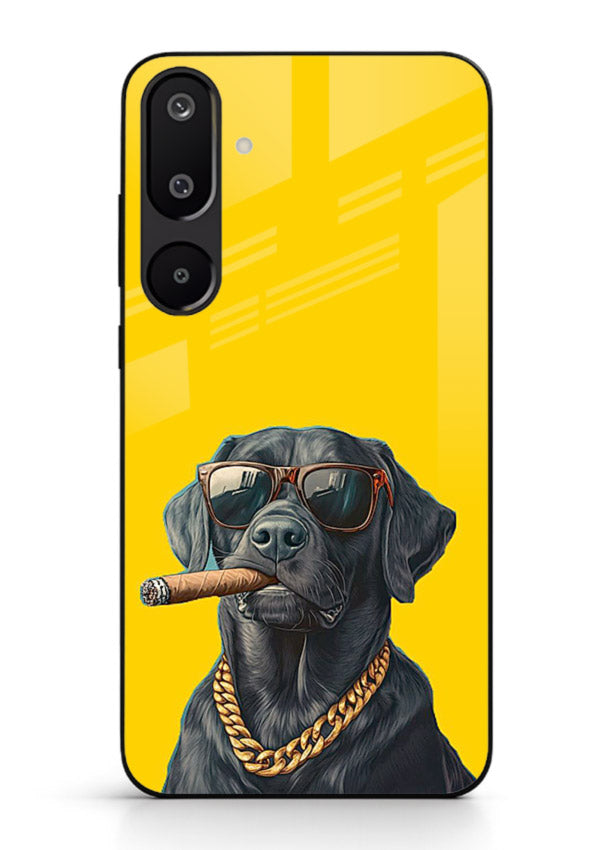 mafia dog cigar art Samsung M16 5G glass cover cool gangster dog illustration case