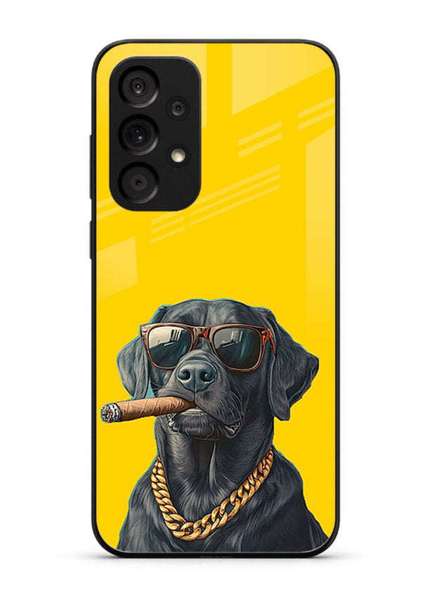 mafia dog cigar art Samsung A33 5G glass cover cool gangster dog illustration case
