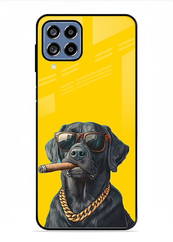 mafia dog cigar art Samsung A22 4G glass cover cool gangster dog illustration case