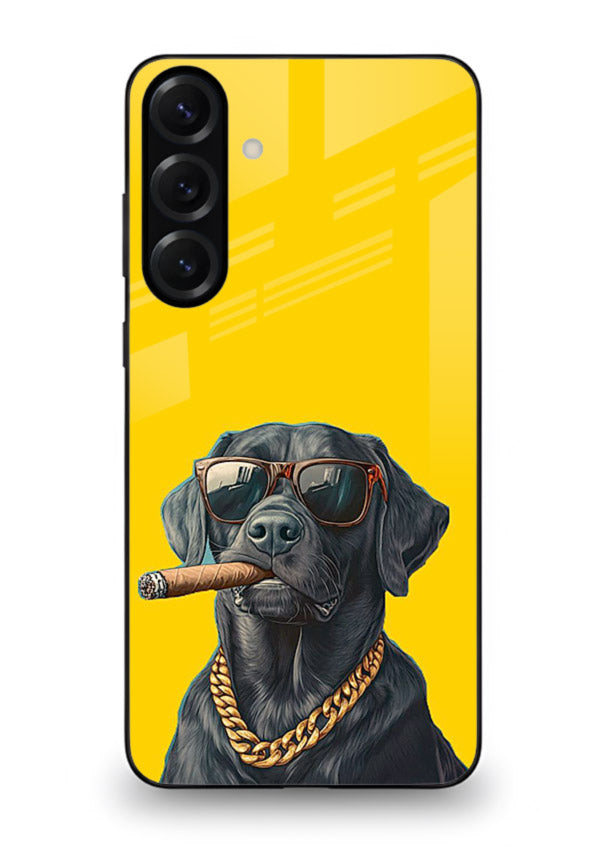 mafia dog cigar art Samsung A55 5G glass cover cool gangster dog illustration case