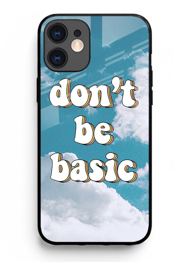 Dont Be Basic Clouds pastel quote artwork iphone 11 glass back cover